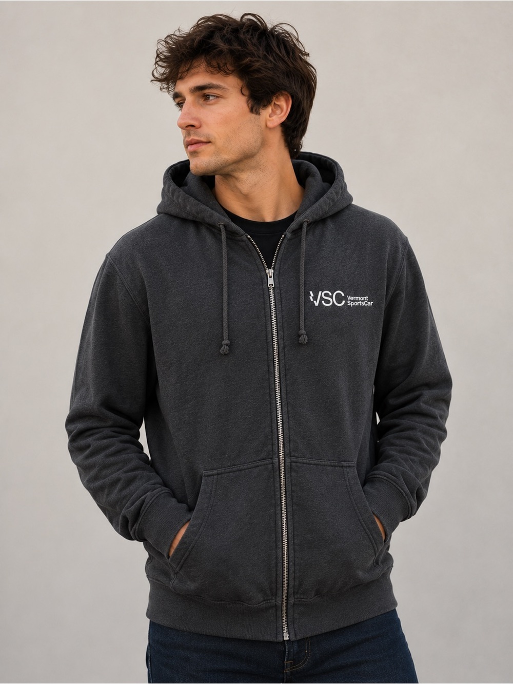 Vermont SportsCar VSC Subaru Motorsport Full Zip Hoodie Gray Sweatshirt Rally